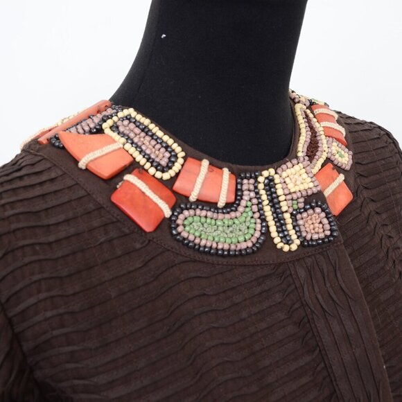 Chico Burundi Beat Bernita Tribal Beading Embroidery Jacket Size 0 (XS) Office - Picture 6 of 12